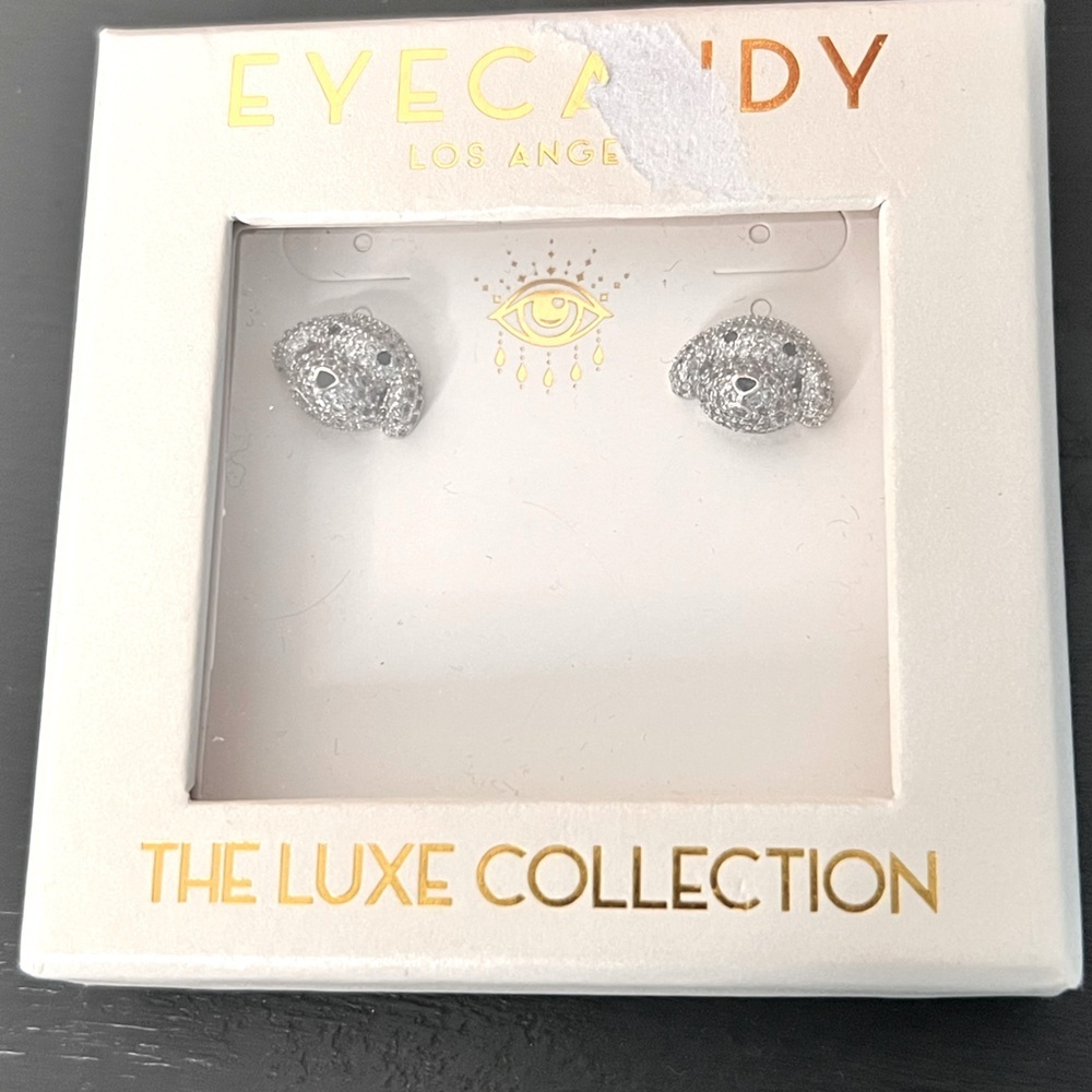 EyeCandy Luxe Collection Bichon Cubic Zirconia Earrings NWT - Picture 4 of 4